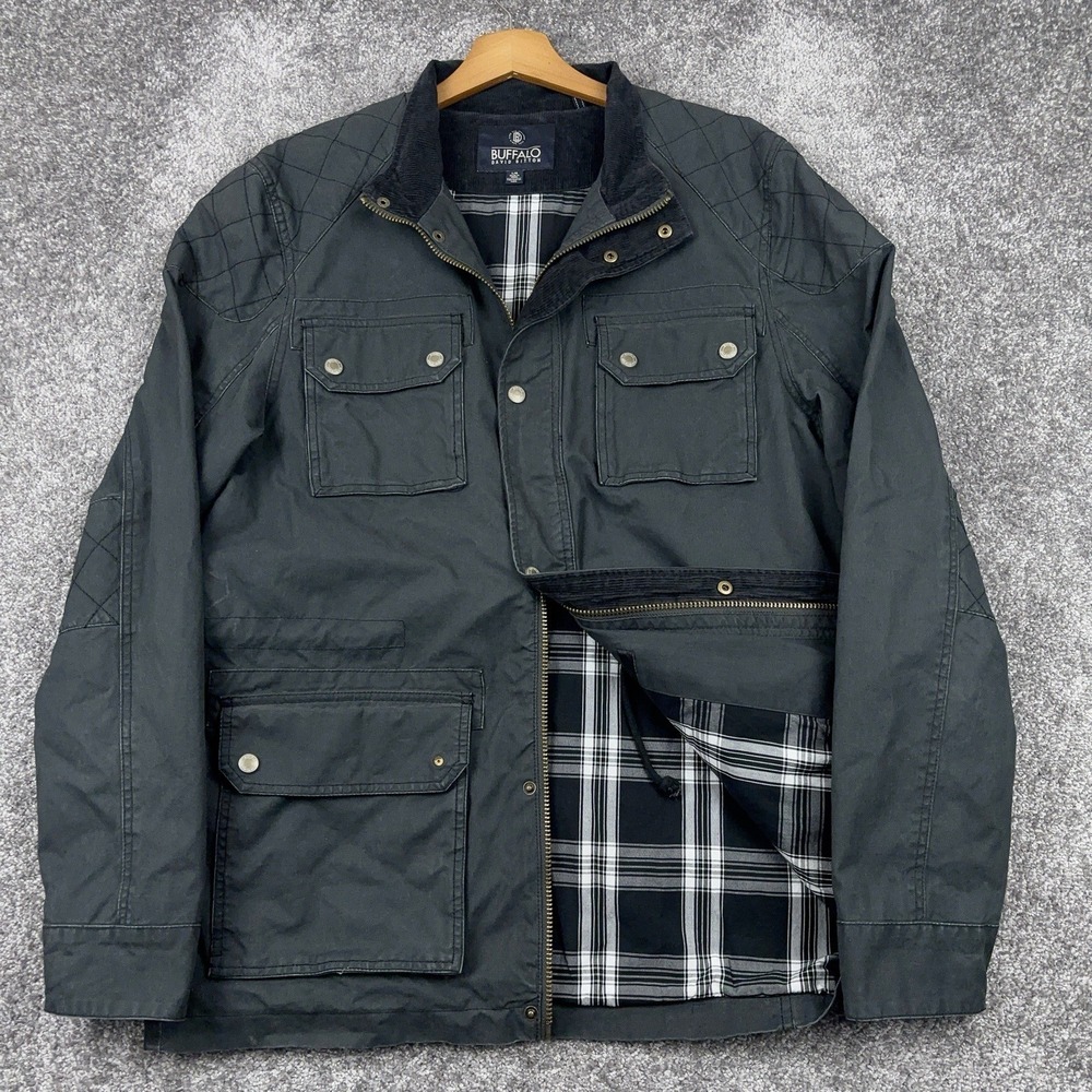 Buffalo David Bitton Jacket Mens Large Cotton Cargo Pocket Jistan Chore Charcoal